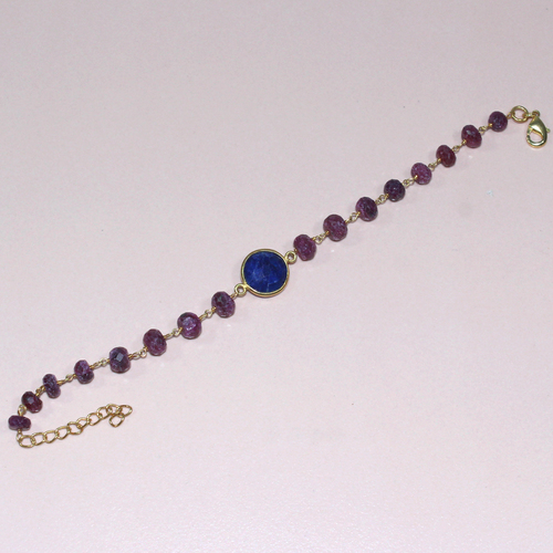 Blue Sapphire With Dyed Ruby 925 Sterling Sliver Bracelet Jewelry