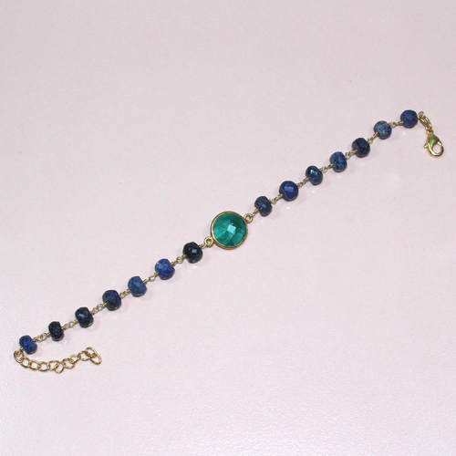 Blue Sapphire With Dyed Emerald 925 Sterling Sliver Bracelet Jewelry