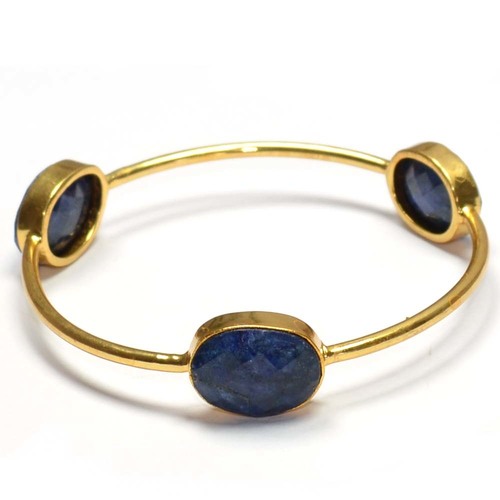 Blue Sapphire 925 Sterling Sliver Bangle Jewelry