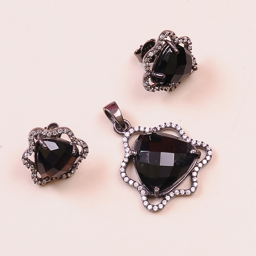 Black Onyx with Cz 925 Sterling Sliver Jewelry Set