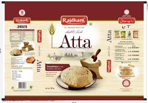 Rajdhani Atta - 10kg Pouch | Durable Plastic Material, High-Quality Whole Wheat Flour