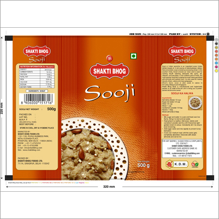 Shakti Bhog Sooji - Laminated Material 500g Multicolour Printed Pouches | Waterproof Fine Finish Enhanced Durability