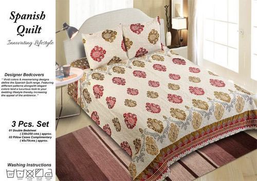 Bed Sheet - Cotton Blend Queen Size Beige, Floral Pattern, Soft Comfort Durable Fabric