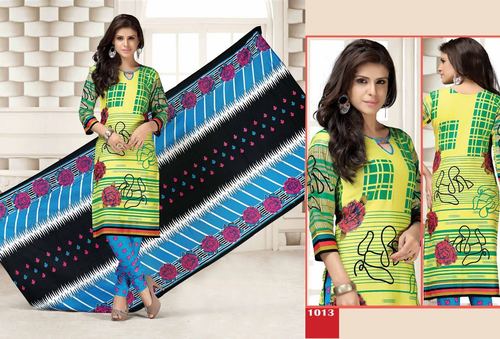Cotton Dress Materials - 100% Cotton, Top 2.35m, Bottom 2.0m, Dupatta 2.25m, Gorgeous Patterns, Fade Resistant, Lightweight, Ideal for Casual and Ceremonial Wear