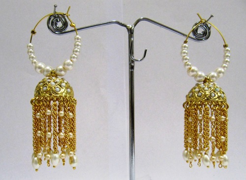 Gold Plated Pearl beaded Jhumki Earrings By SHRI AMBIKA UDYOG