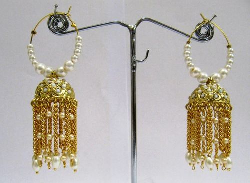 Gold Plated Pearl beaded Jhumki Earrings