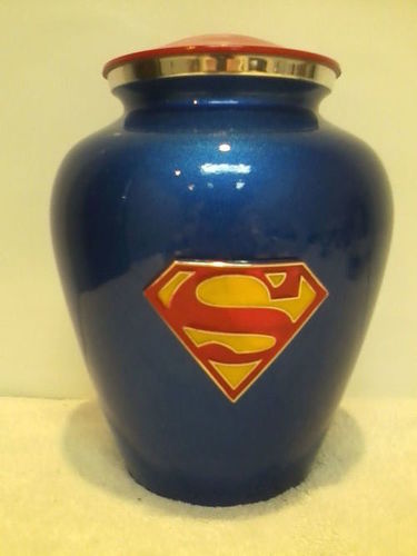 Superman Logo Printed Brass Cremation Urn