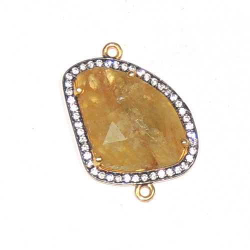 Yellow Sapphire With Cz 925 Sterling Sliver Connector Jewelry