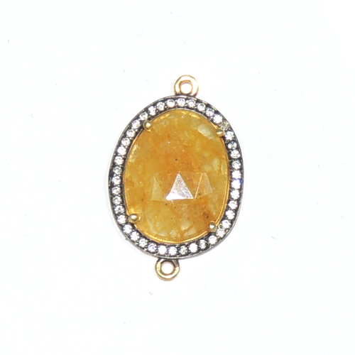 Yellow Sapphire With Cz 925 Sterling Sliver Connector Jewelry