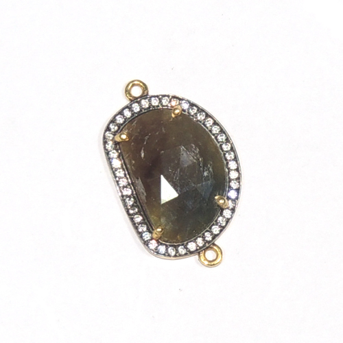 Multi Sapphire with Cz 925 Sterling Sliver Connector Jewelry