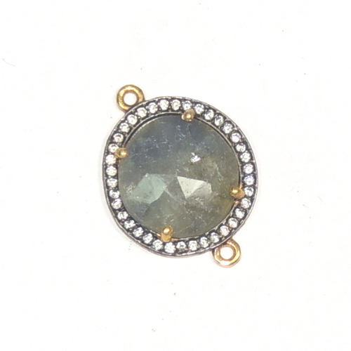 Multi Sapphire with Cz 925 Sterling Sliver Connector Jewelry