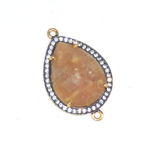 Yellow Sapphire With Cz 925 Sterling Sliver Connector Jewelry