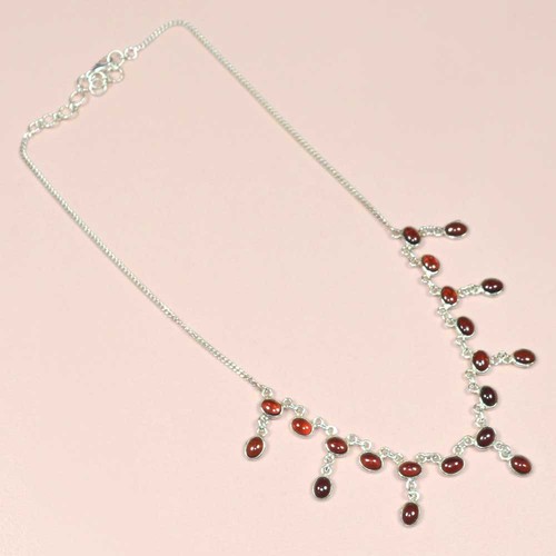 Garnet 925 Sterling Sliver Bezel Necklace Jewelry