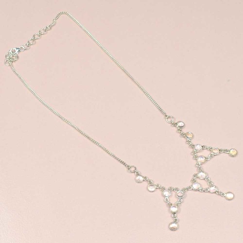 Opalite 925 Sterling Sliver Bezel Necklace Jewelry