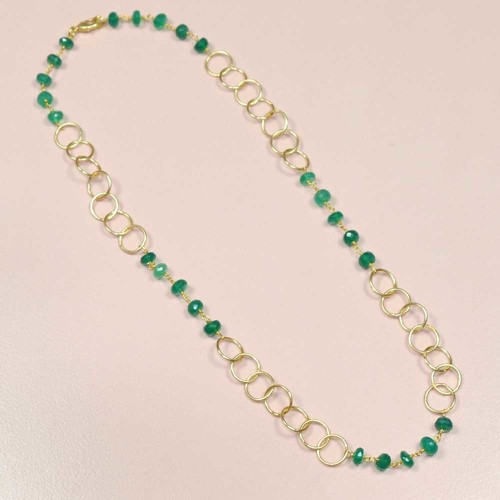 Green Onyx 925 Sterling Sliver Beaded Neckalce Jewelry