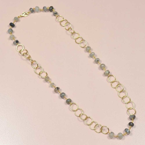 Black Rutile 925 Sterling Sliver Beaded Necklace Jewelry