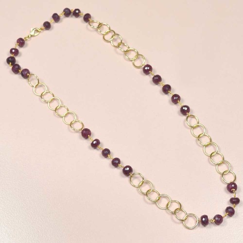 Dyed Ruby 925 Sterling Silver Beaded Necklace Jewelry