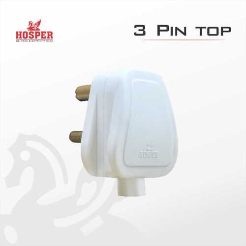 White 3 Pin Polycarbonate 6A Hosper Power Socket with 250V Rating