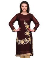 Brown Pure Georgette Kurti