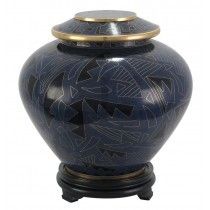 Blue Artsy Cloisonn Brass Urn