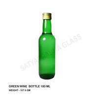 180 Ml Green Wine Bottle - Super Flint Glass, 180x47 Mm , Airtight Rubber Stopper, Long Neck Design, Round Shape, Thermal Shock Resistant At 42â°c+
