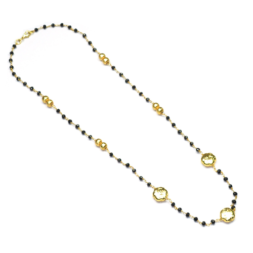 Black Spinel 925 Sterling Sliver Beaded Necklace Jewelry