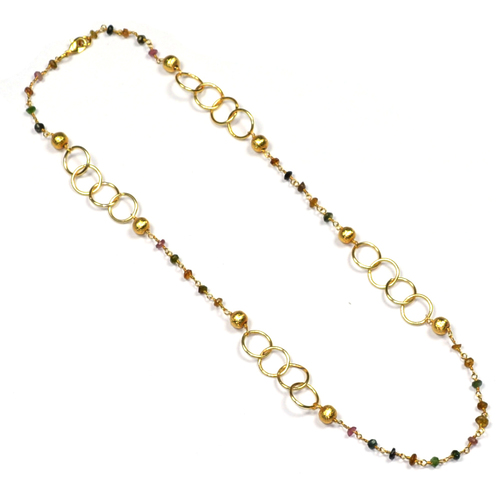 Multi Tourmaline 925 Sterling Sliver Beaded Necklace Jewelry