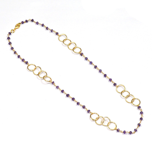Amethyst 925 Sterling Sliver Beadaed Necklace Jewelry