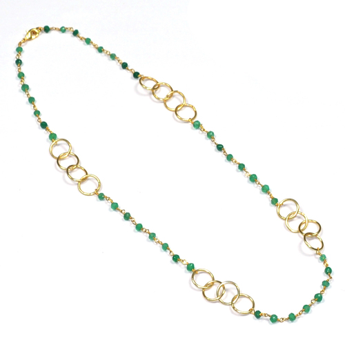 Green Onyx 925 Sterling Silver Beaded Necklace Jewelry