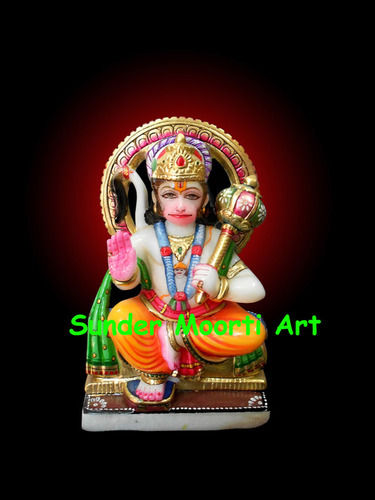 Painting Marble Sitting Hanuman Ji Statue