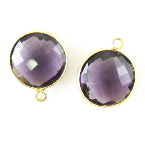 Round Brilliant Cut Amethyst Quartz Coin
