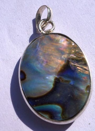 Abalone Mother Of Pearl Pendant - 24CT 20X25MM | Oval Shape Purple Blue and Green Hues 25-35 Grams