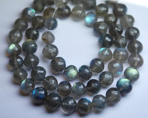 Labradorite Faceted Round - 23.50 Cts 3 Pieces Grey & Blue Natural Stones Brilliant Cut Shapes