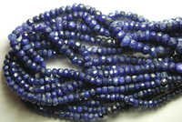 Blue Sapphire Faceted Rondelle - 3.5-4mm Size, Superb Quality Dyed Natural Round Brilliant Cut Gems