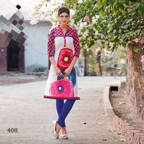 Cotton Kurti - Knee-Length White, 3/4 Sleeve, Collared Neck | Stylish Design, Soft Fabric, Comfortable Fit, Durable, Easy Wash