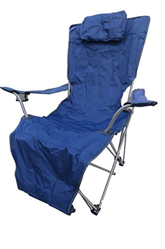 Folding Portable Lounge Chair with Foot Rest and Carry Bag