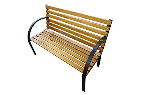 Garden Outdoor Bench-Mild Steel/Wood