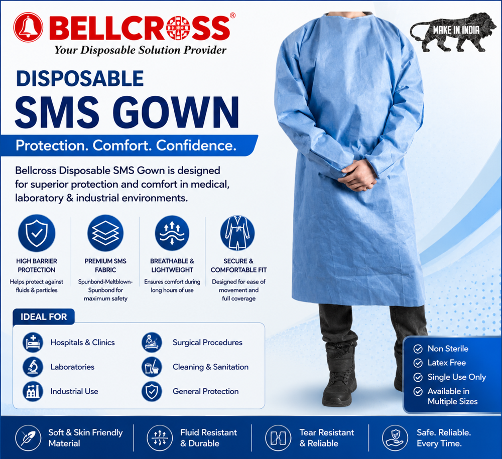 Surgeon Gown - Hospital Grade, Recyclable Blue Fabric | Comfortable and Durable Design
