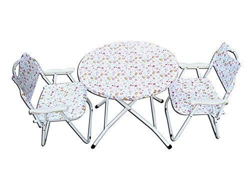 Folding Kids Table-Chair Set-Pink Butterfly