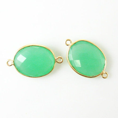 Green Chalcedony Faceted Oval