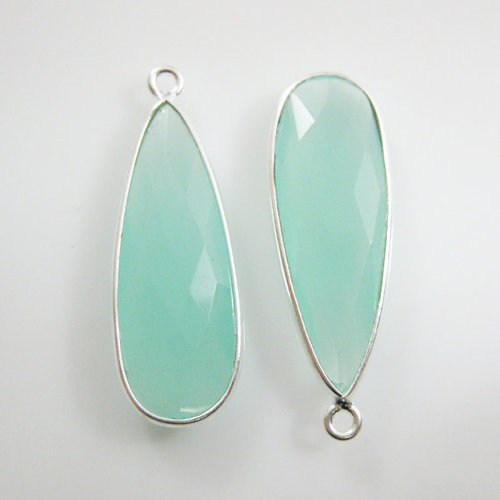 Natural Aqua Chalcedony Faceted Pear