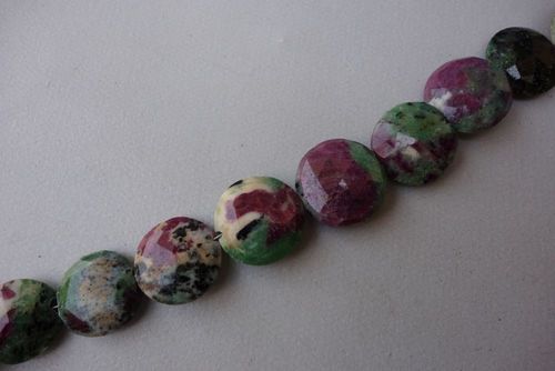 Round Brilliant Cut Ruby Zosite Faceted Coin