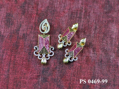 Pendant Set - Gold-plated Alloy 15x10 Mm, Diamond Accents, Elegant Party Wear Gift
