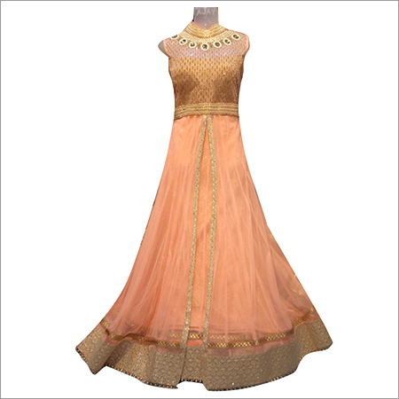 Anarkali Suits - Net Silk, 54 Inches, Peach | Embroidered, Elegant Design, Comfortable Fit, Party Wear