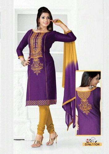 Purple Cotton Party Wear Salwar Suit