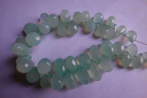 Pear Cut Aqua Green Chalcedony Faceted Drops