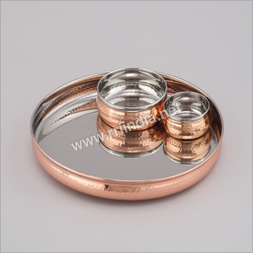 Copper Thali with set of 2 Bowls