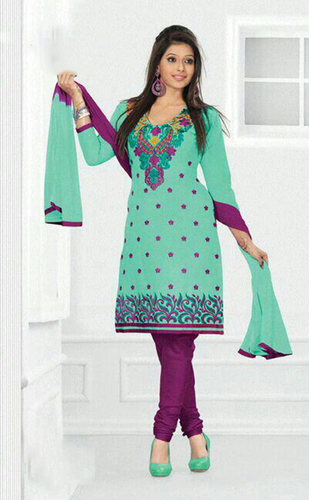 Green Cotton Embroidered Bridal Salwar Suit