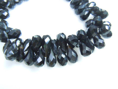 Pear Cut Black Onyx Faceted Brioletters