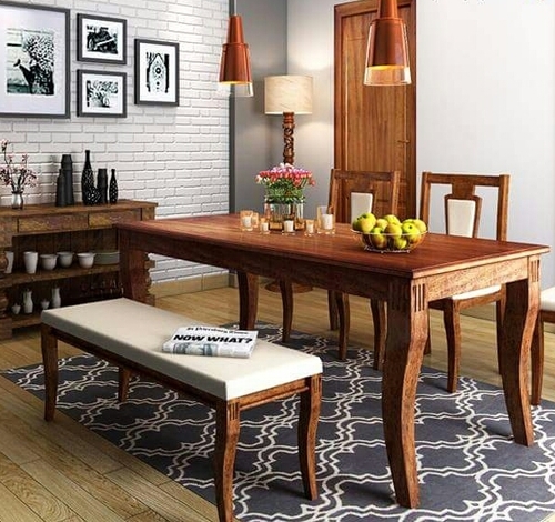 Sheesham Wood Dining Table - 72x36x30 inches, Seating for 6 | Durable Wood, Elegant Design, Easy Assembly